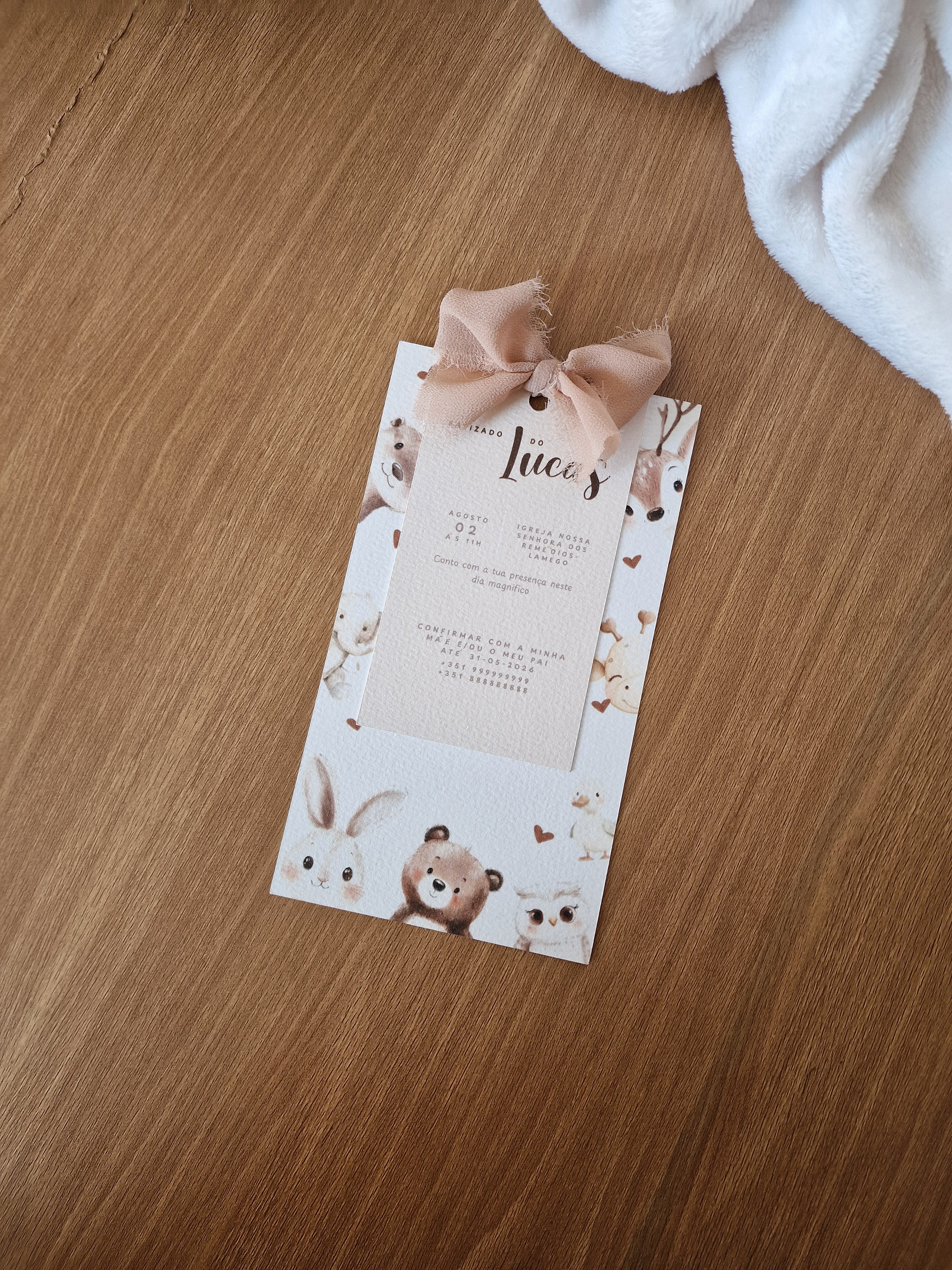 Convite Batizado -  Tema Animais