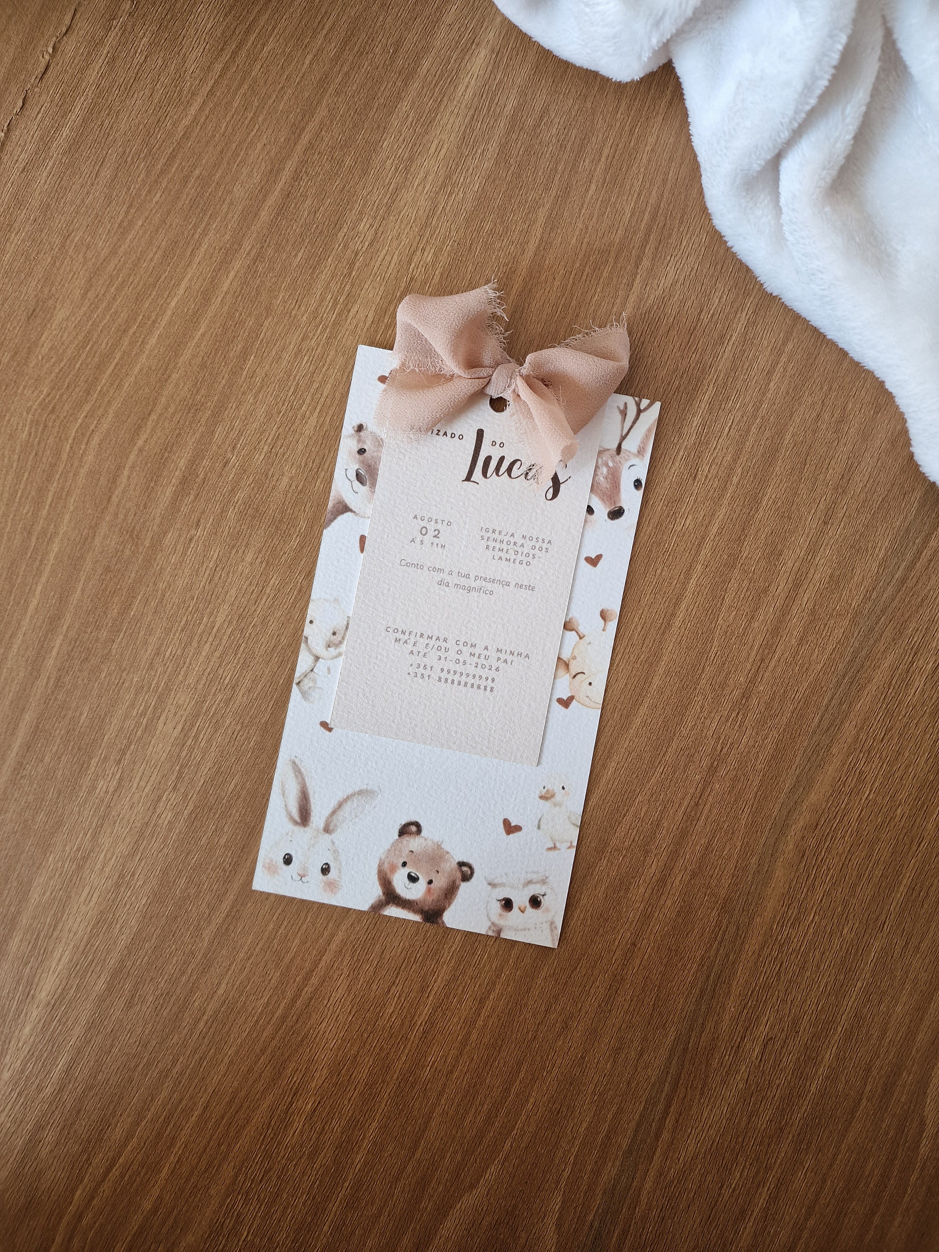 Convite Batizado -  Tema Animais