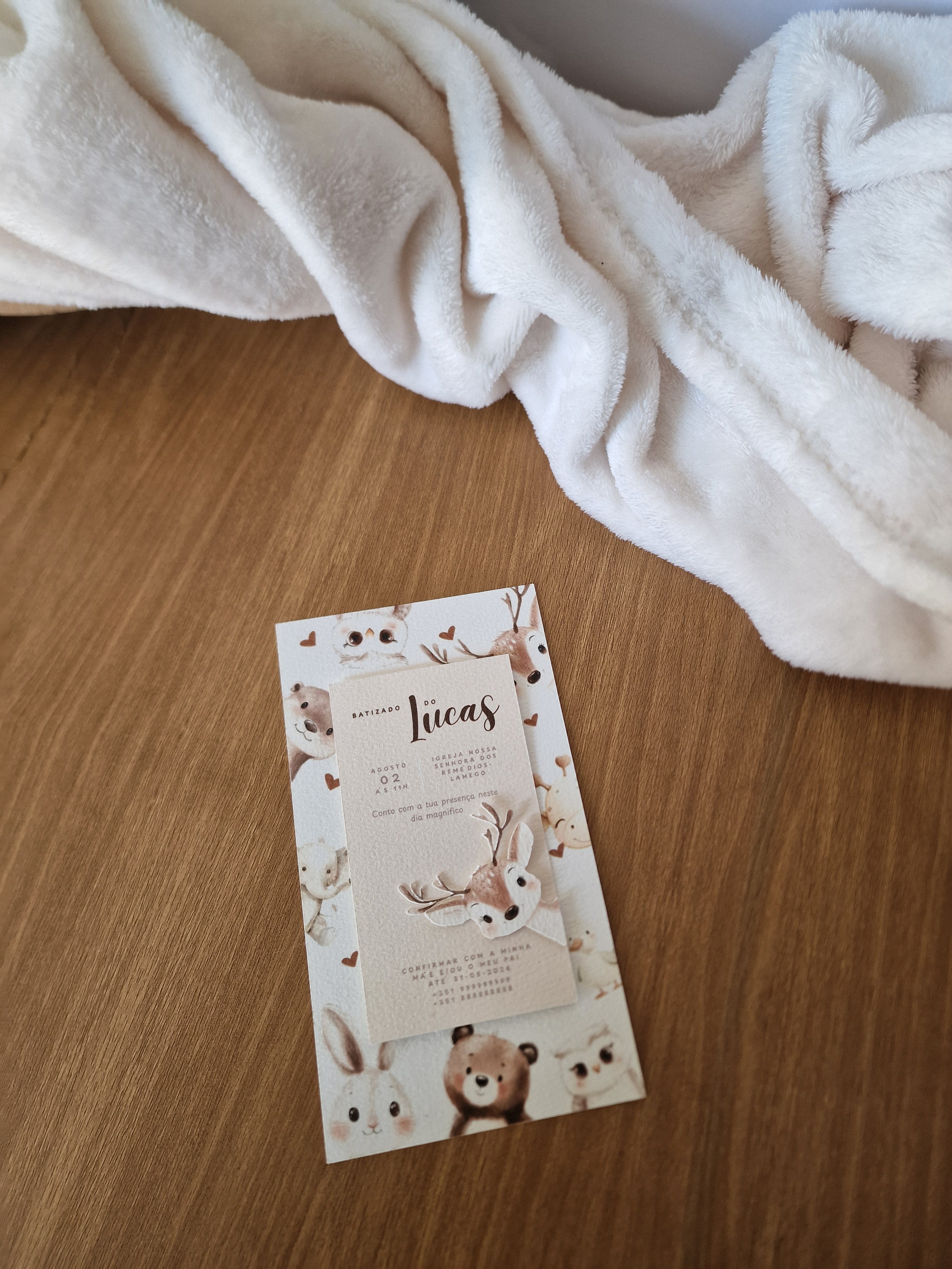 Convite Batizado -  Tema Animais 3D