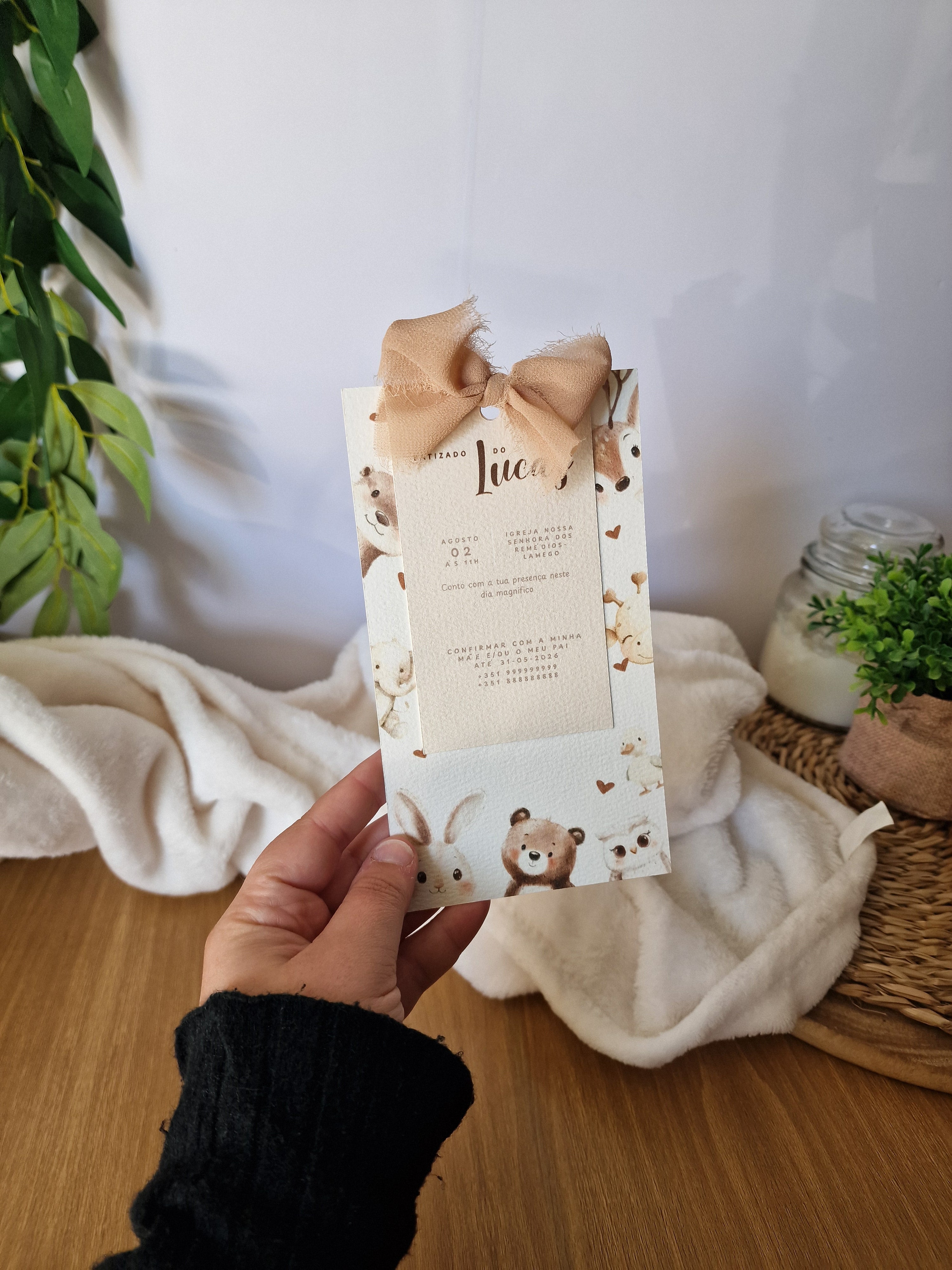 Convite Batizado -  Tema Animais