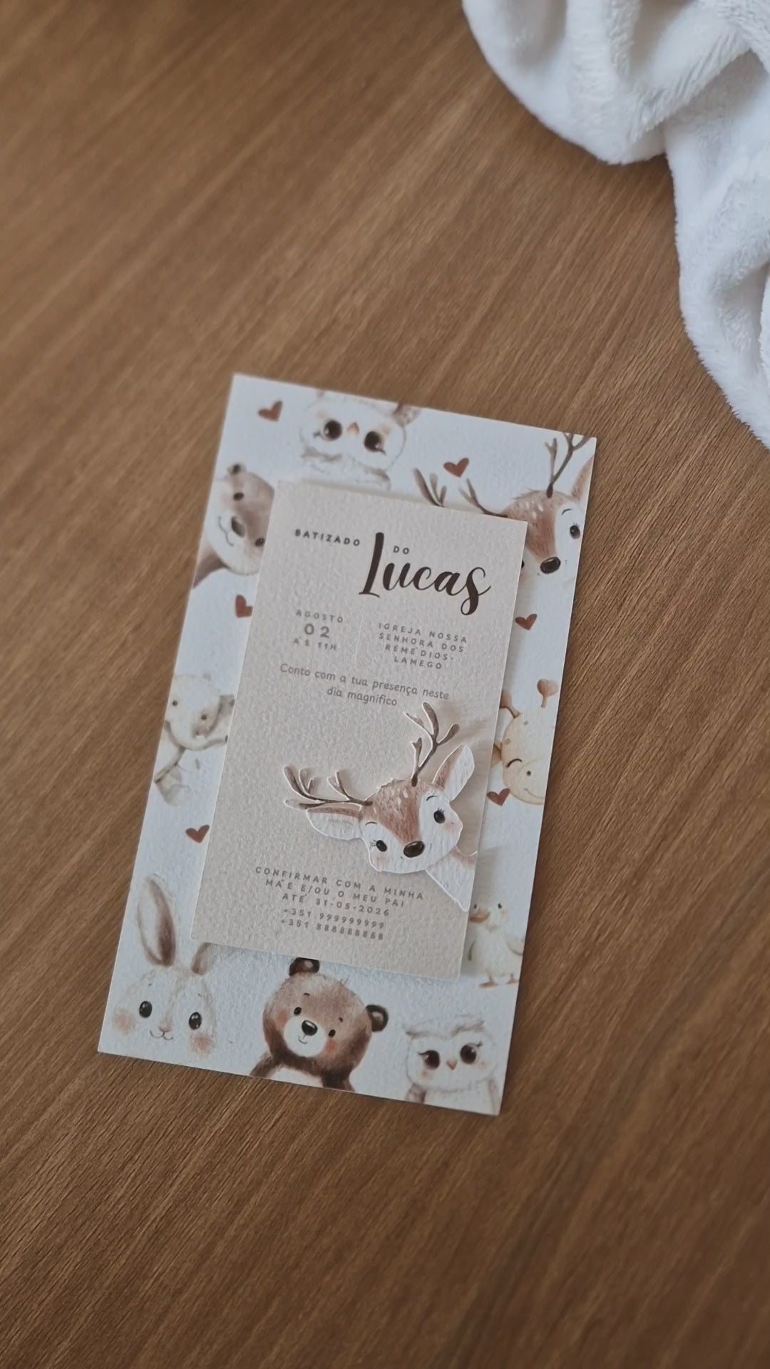 Convite Batizado -  Tema Animais 3D