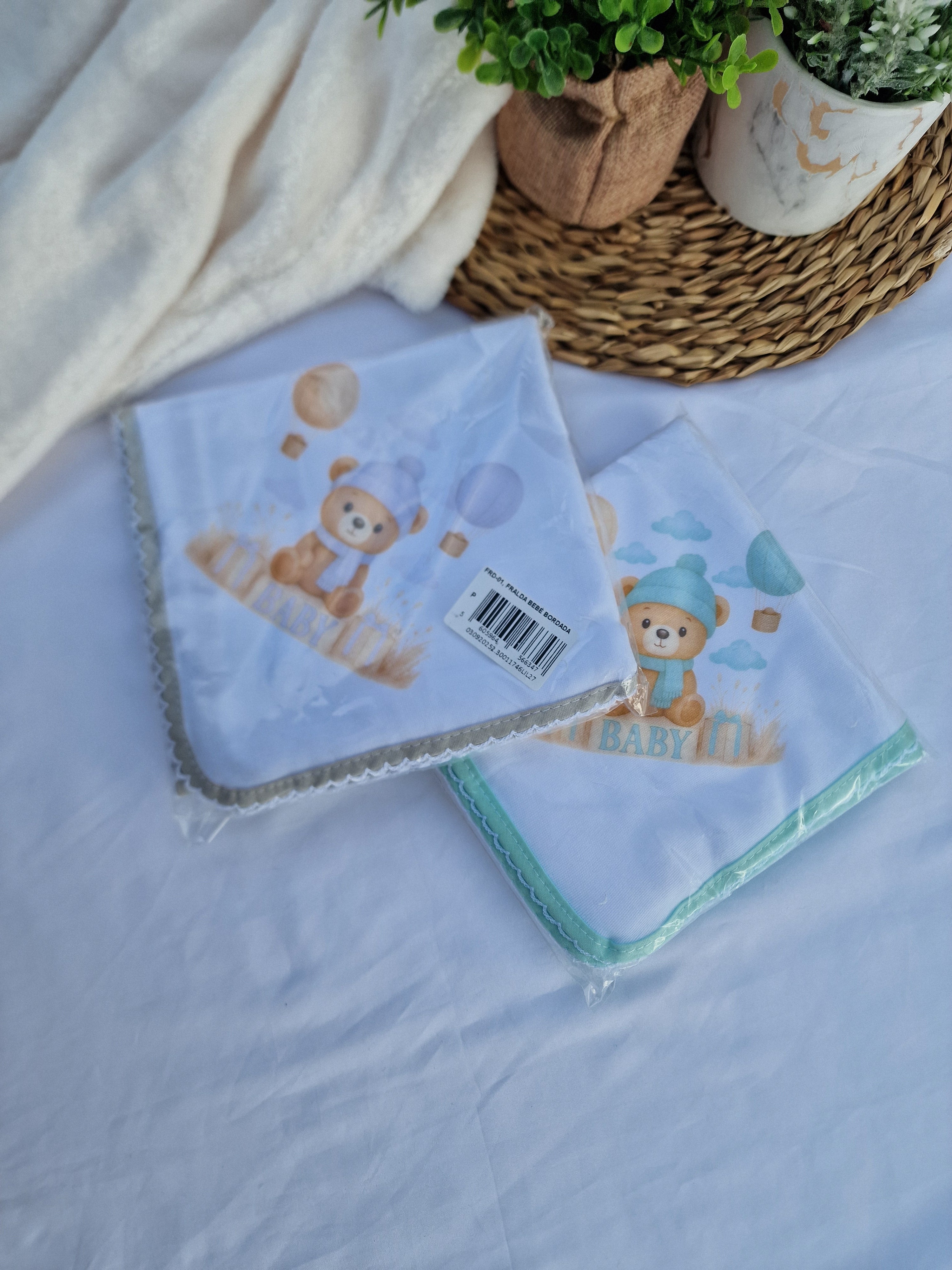 Fralda bordada Ursinho com balão